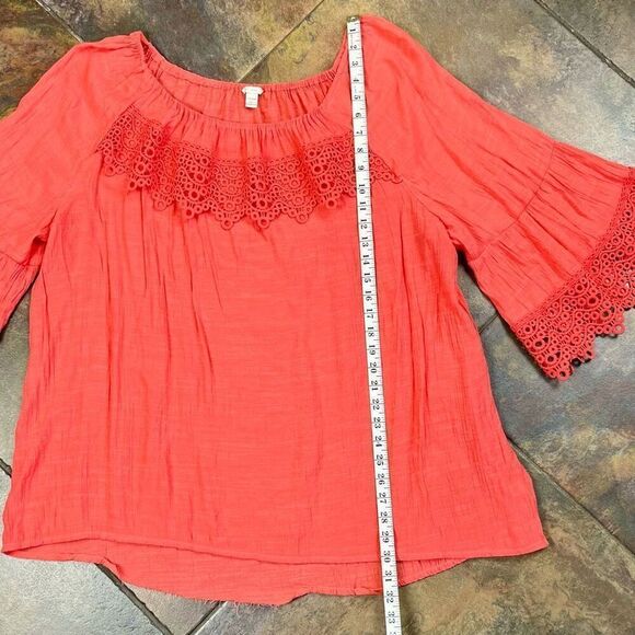 EST. 1946 Embroidered Sleeves Coral Peasant Blouse 26/28W - Picture 11 of 13